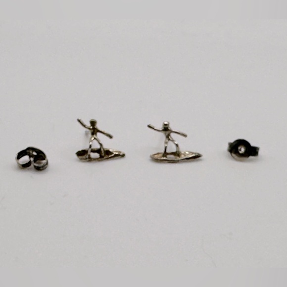 Jewelry - Sterling Silver Surfer stud pierced earrings with backs